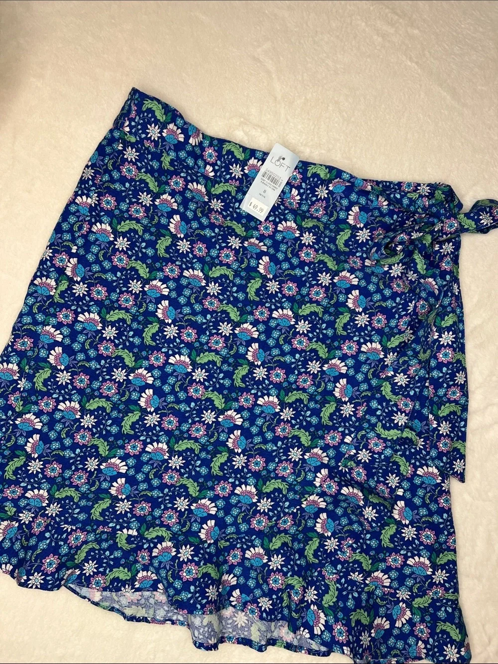 LOFT Navy Floral Wrap Skirt Size 8P NEW